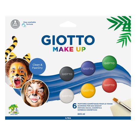 Conjunto Giotto Make Up Pintura Facial 6 Frascos 5 Ml Cores Classicas