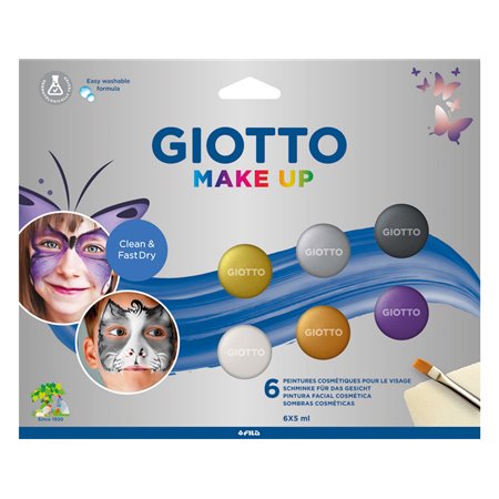 Conjunto Giotto Make Up Pintura Facial 6 Frascos 5 Ml Cores Metalicas