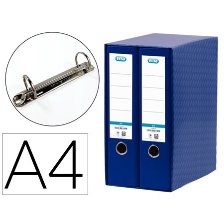 Modulo Elba 2 Pasta de Arquivo de Alavanca Din A4 com Rado 2 Aneis Azul Lombada de 80 Mm