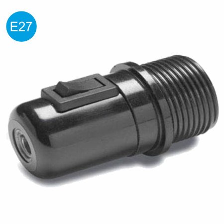 Suporte Para Lâmpada E27 Preto C/ Interruptor