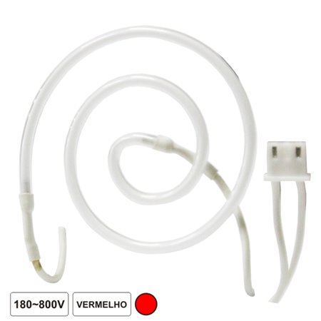 Lâmpada Tubular 180-800V Néon Espiral Vermelho