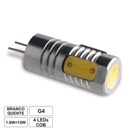 Lâmpada G4 1.8W 12V 1 Led Smd Cob Branco Quente