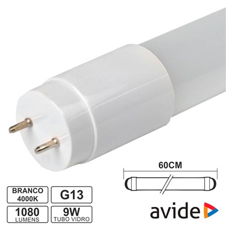 Lâmpada Tubular T8 9W 60Cm Leds G13 4000K 1080Lm Avide
