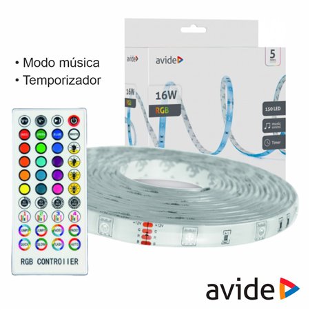 Kit Fita 150 Leds 5050 Rgb 12V 16W/M 5M Ip65 Avide
