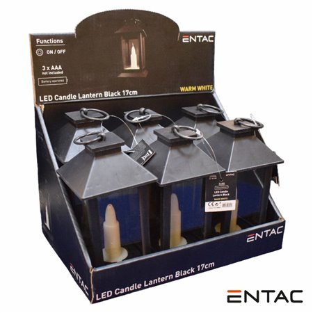 Expositor C/ 6 Candeeiros Decorativos Led 17Cm Preto