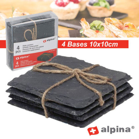 Conjunto 4 Bases Ardósia 10X10Cm Alpina
