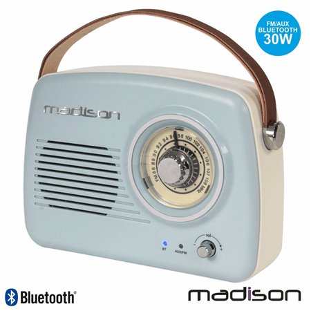 Rádio Fm/Aux//Bt/Mp3 Bat Extra Bass Vintage 30W Madison