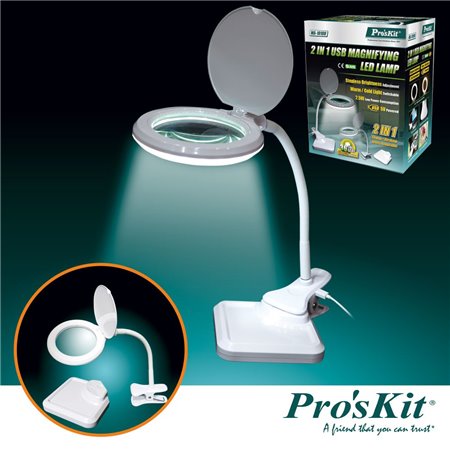 Candeeiro C/ Lupa Secretária 3 Dioptrias 36 Leds Proskit