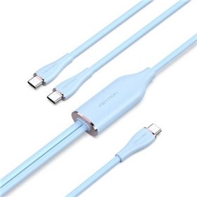 Cabo USB Tipo-C Vention CTMSG/ USB Tipo-C Macho - 2 x USB Tipo-C Macho/ Até 100W/ 480Mbps/ 1.5m/ Azul