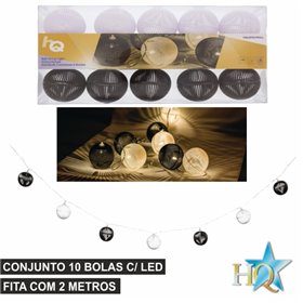 Conjunto De Luzes  Bolas Leds Brancas E Pretas