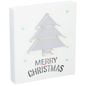 Placa Decorativa Merry Christmas Mdf C/ 6 Leds