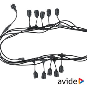 Corrente De Iluminação 10M P/ 10 Lâmpadas E27 Ip44 Avide