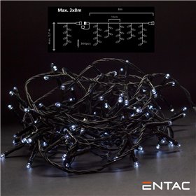 Grinalda 360 Leds 6400K Cortina 8M S/ Alimentador Entac