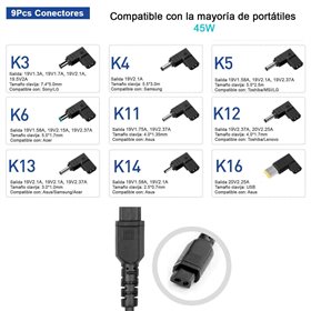 Carregador Universal de Parede Ultra Portable 45W 9Tips