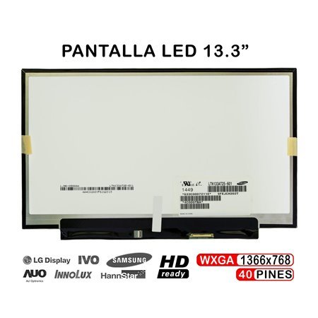 Ecrã LED de 13.3" para Portatil LP133Wh2 LTN133At25-T01 LTN133At25-601 LTN133At25-501