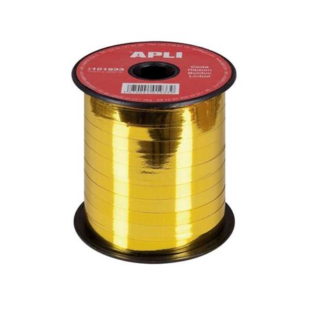 Rolo de Fita de Embrulho Apli 7mmx250m - Acabamento Brilhante - Cor Dourada