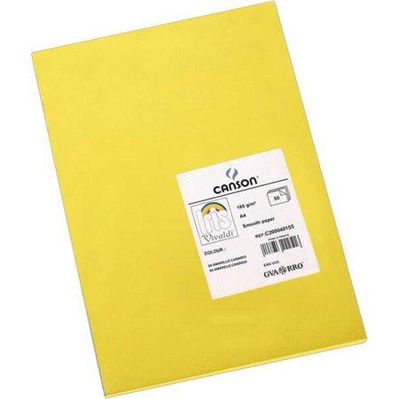 Canson Guarro Pacote de 50 cartolina Iris A4 185g - 21x29,7cm - Cor Amarelo Canário