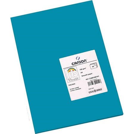 Canson Guarro Pacote de 50 cartolina Iris A4 185g - 21x29,7cm - Cor Azul Caribenho