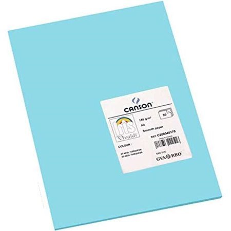 Canson Guarro Pacote de 50 cartolina Iris A4 185g - 21x29,7cm - Cor Azul Turquesa