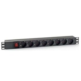 Cromad Power Strip 8 Shuckos para montagem em rack 19" 1U - Interruptor liga/desliga - Caixa de plástico - Cabo de 1,80m
