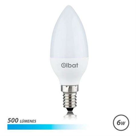 Lâmpada LED Elbat C37 6W 500LM E14 Luz Fria - Economia de Energia - Longa Vida útil - Fácil Instalação - Cor Branca