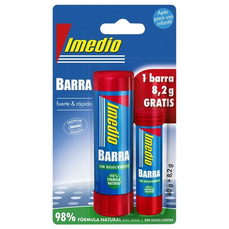 Imedio Pacote de 2 bastões de cola de 1x 40grs + 1x 8,2grs - Sem solventes - Lavável - Adequado para uso escolar