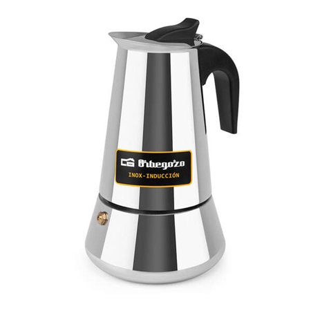 Máquina de café italiana Orbegozo KFI 660 em aço inoxidável - Capacidade para 6 xícaras - Compatível com diferentes tipos de coz