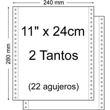 Papel Contínuo 11" x 240mm - Conjunto de 2 Lotes - Embalagem de 1.500 Unidades - Cor Branco