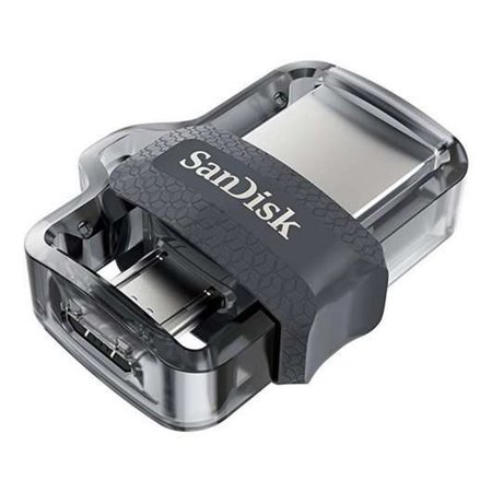 Sandisk Ultra Dual Drive m3.0 USB 3.0 e Micro USB Memory 256GB - Leitura de até 150MB/s - Transparente/Preto (Pendrive)