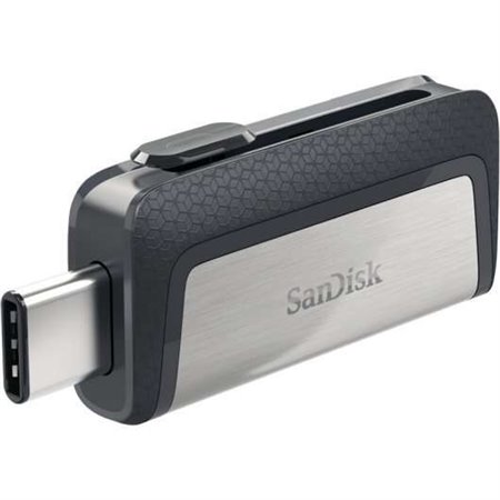 Memória Sandisk Ultra Dual USB-C e USB-A 128 GB - Leitura de até 150 MB/s - Design metálico - Cor aço/preto (pendrive)