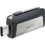 Memória Sandisk Ultra Dual USB-C e USB-A de 64 GB - Leitura de até 150 MB/s - Design metálico - Cor aço/preto (pendrive)