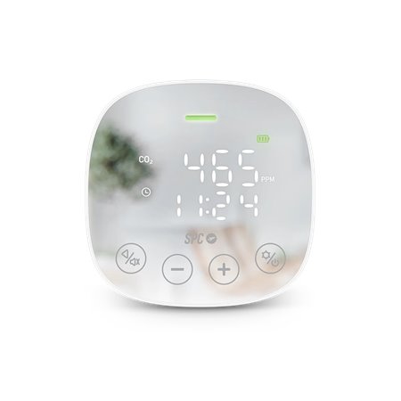 Medidor de CO2 de qualidade do ar SPC CO2 com alarme visual e sonoro - também registra temperatura e umidade - tela LED