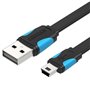 Cabo USB 2.0 Vention VAS-A14-B100/ Mini USB Macho - USB Macho/ Até 10W/ 480Mbps/ 1m/ Azul e Preto