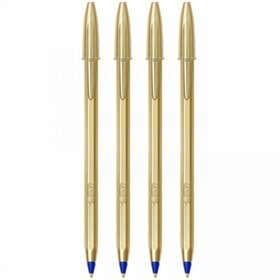 Esferográfica BIC Edição Especial Azul 1mm Dourado 4un