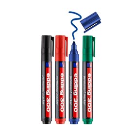 Marcador Médio Edding 300 1,5-3mm 4 Cores 4un