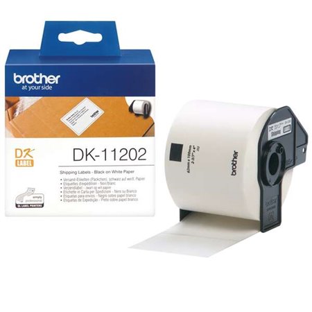 Brother DK11202 - Etiquetas de envio pré-cortadas originais - 62x100 mm - 300 unidades - Texto preto em fundo branco