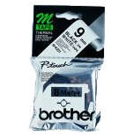 Etiquetas original não laminada Brother MK221BZ - Texto preto em fundo branco - Largura 9 mm x 8 metros