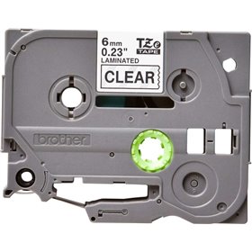Etiquetas laminadas original Brother TZe111 - Texto preto em fundo transparente - 6 mm de largura x 8 metros