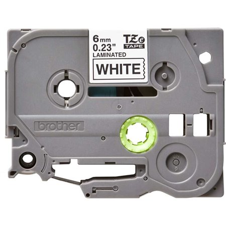 Etiquetas laminadas original Brother TZe211 - Texto preto em fundo branco - 6 mm x 8 m de largura