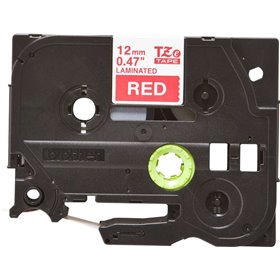 Etiquetas laminadas original Brother TZe435 - Texto branco em fundo vermelho - Largura 12 mm x 8 metros