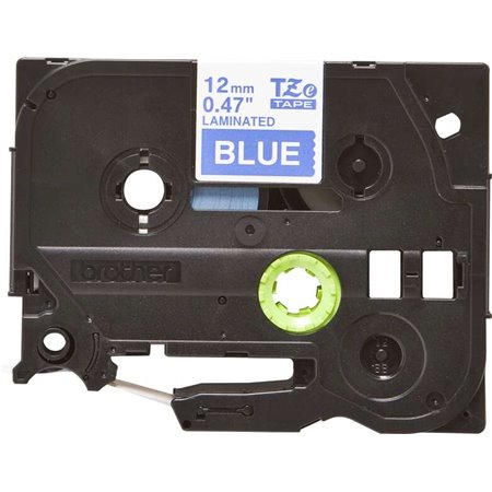 Etiquetas laminadas original Brother TZe535 - Texto branco em fundo azul - Largura 12 mm x 8 metros