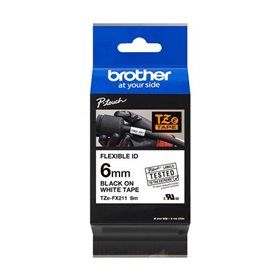 Etiquetas laminadas flexível original Brother TZeFX211 - Texto preto em fundo branco - 6 mm x 8 m de largura