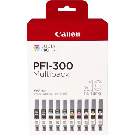 Canon PFI300 Pack de 10 Tinteiros originais - 4192C008