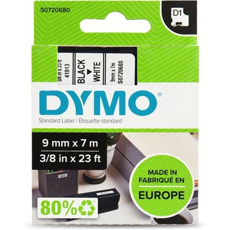 Etiquetas original Dymo D1 40913 para etiquetadora - Texto preto em fundo branco - 9 mm de largura x 7 metros - S0720680