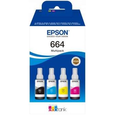 Epson 664 Pack de 4 frascos de tinta originais C13T664640