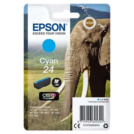 Tinteiro original Epson T2422 (24) Ciano - C13T24224012