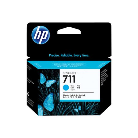 Tinteiros originais HP 711 Cyan, Pack de 3 unidades - CZ134A