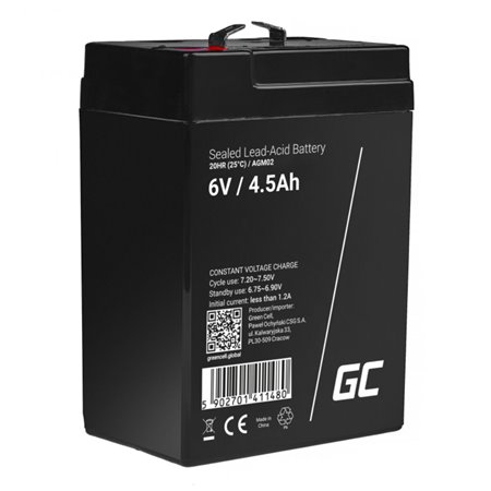 Bateria Chumbo Gel AGM 6V 4.5A GREEN CELL