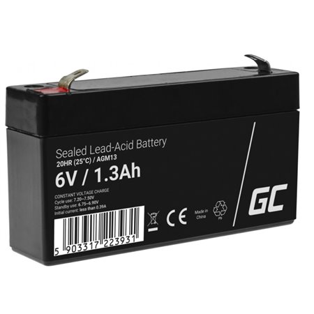 Bateria Chumbo Gel AGM 6V 1.3A GREEN CELL