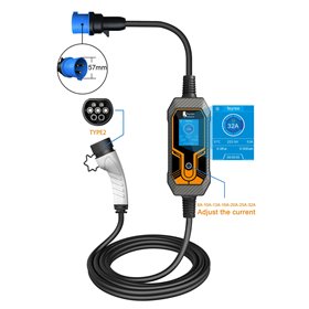 Carregador para veículos Elétricos, Modo 2, 7Kw Regulável
